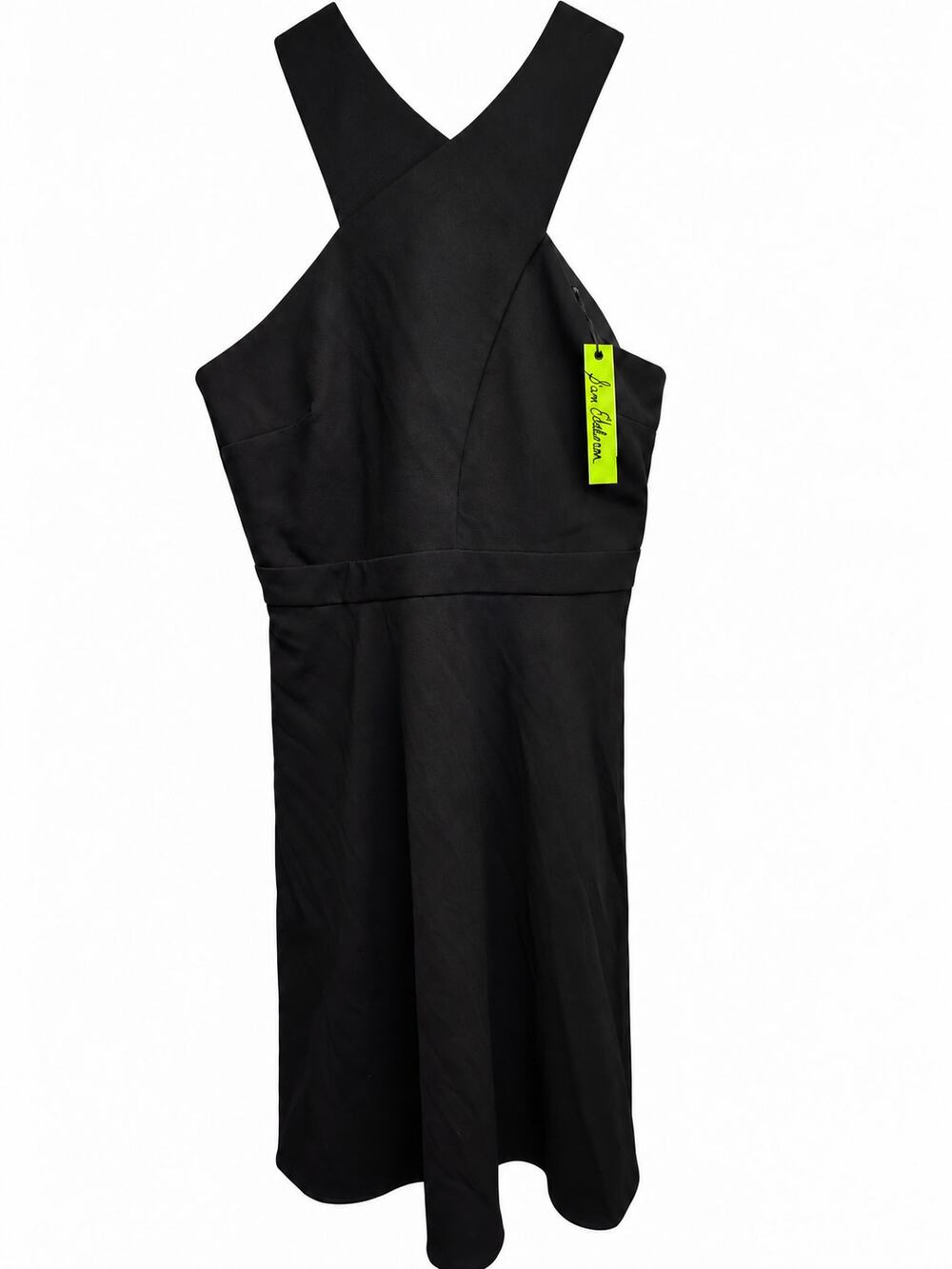 Sam Edelman Black Cross Front Midi Dress Size 10 Sleeveless Fit & Flare NWT